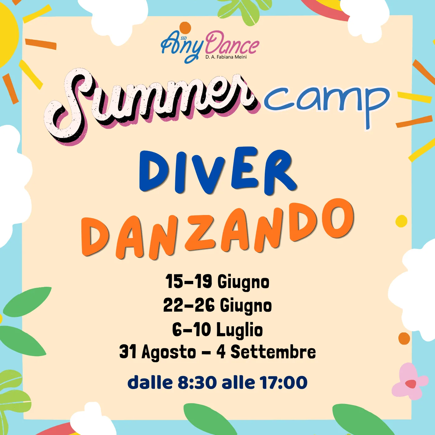 Un full immersion nell’arte del ballo, del canto e della recitazione. Tre forme espressive che danno vita ad una visione artistica a tutto campo! Durante la settimana, oltre alle lezioni di danza